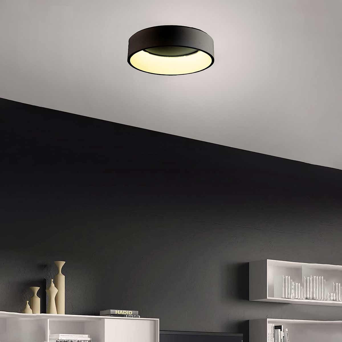Dekoarte Plafón de Techo LED 32W Color Negro Luz Cálida 3000K A++ Tienda