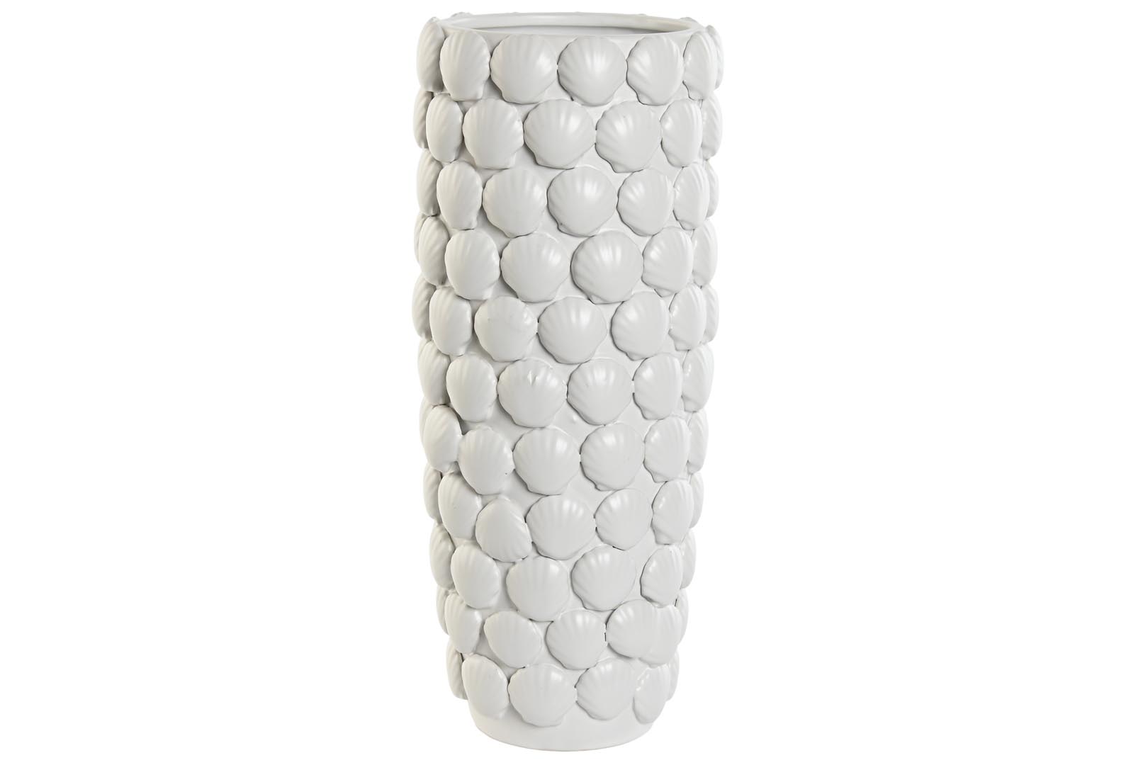 ﻿Dekodonia Jarrón Gres Conchas Blanco Grande