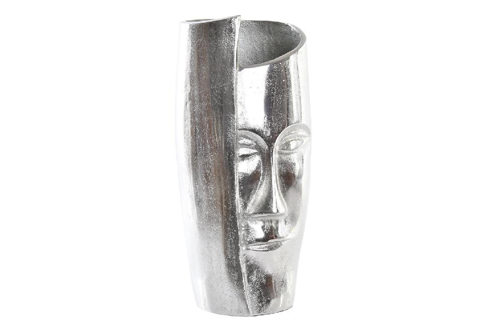 Dekodonia Jarrón Aluminio Cara Plateado Mediano