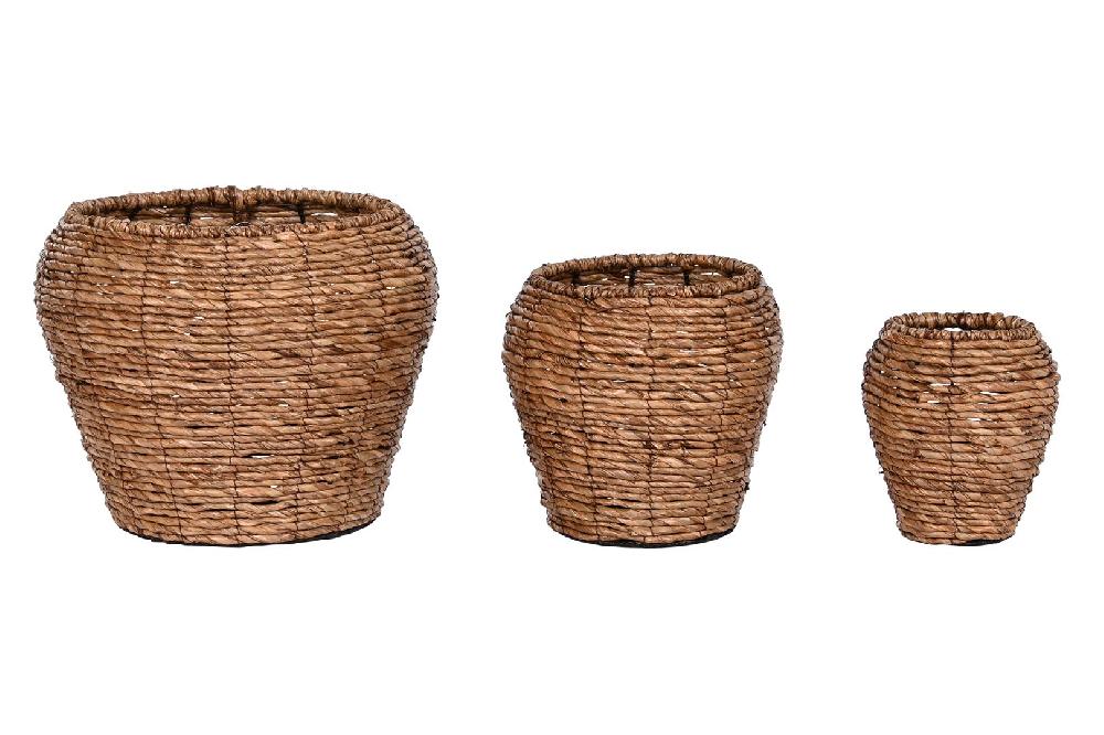 Dekodonia SET TRES MACETEROS FIBRAS Y METAL