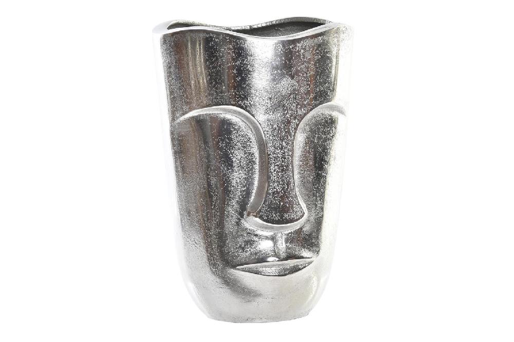 Dekodonia Jarrón Aluminio Cara Plateado Pequeño