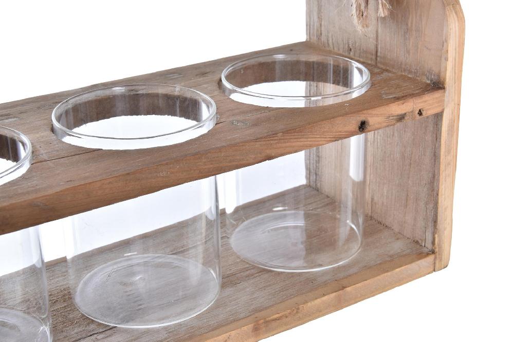 Dekodonia JARRÓN CRISTAL Y MADERA COLGANTE Rebajas de fábrica