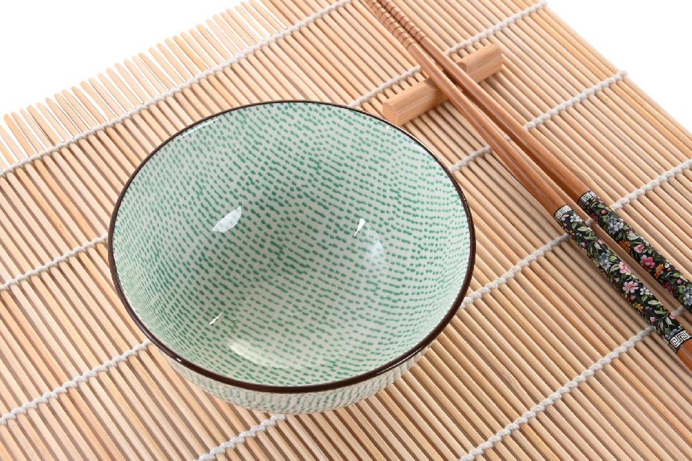 Dekodonia SET SUSHI BAMBÚ Y GRES VERDE PARA CUATRO Ventas relámpago