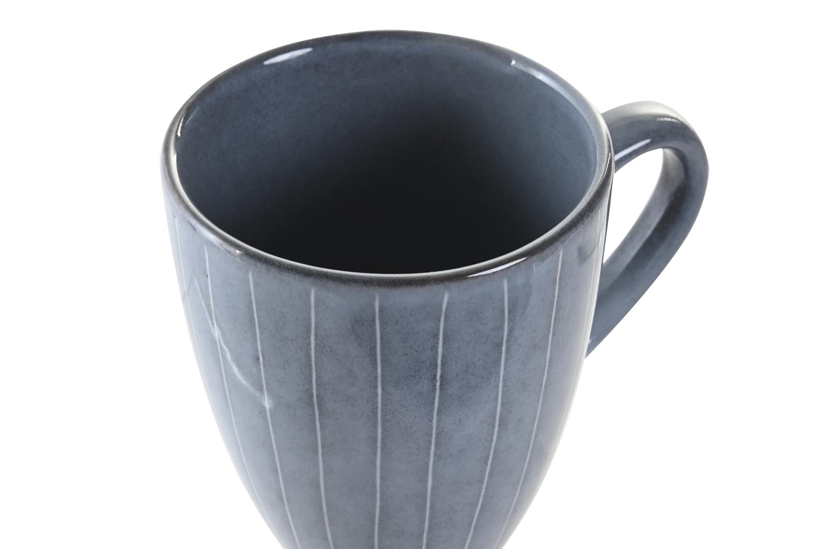 Dekodonia PACK SEIS TAZAS GRES ESMALTADO RAYAS AZUL Libre de impuestos