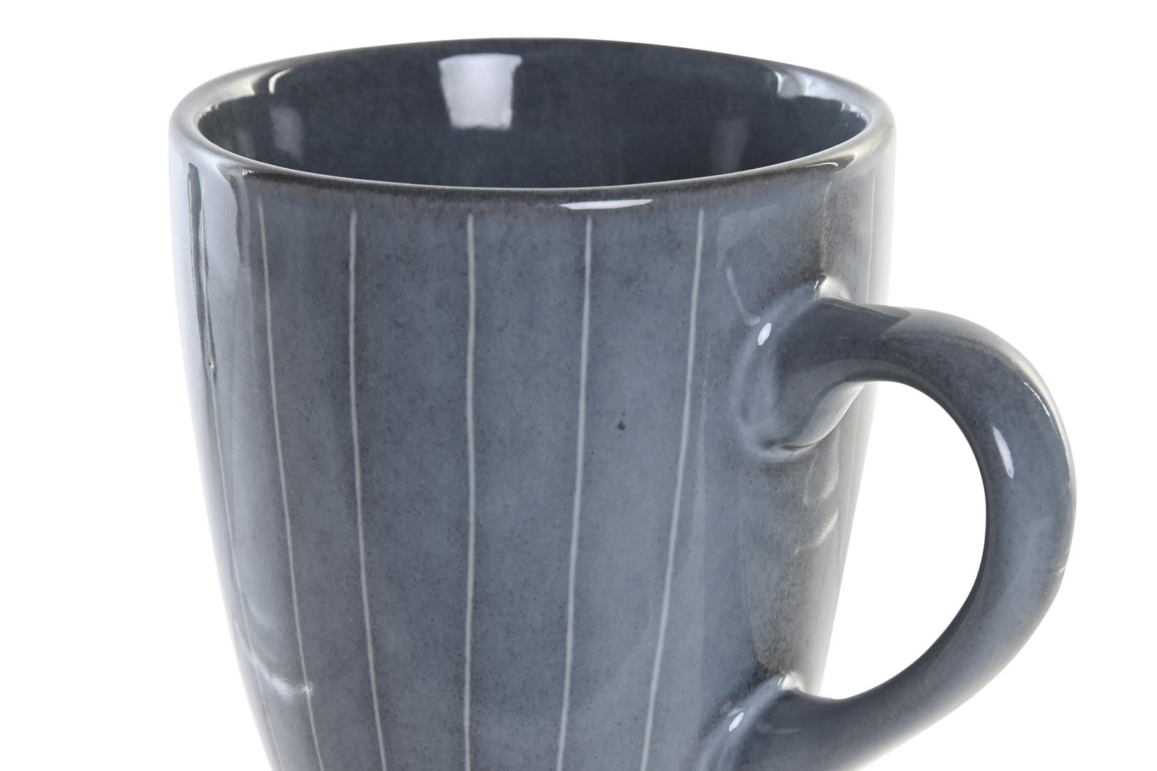 Dekodonia PACK SEIS TAZAS GRES ESMALTADO RAYAS AZUL Libre de impuestos