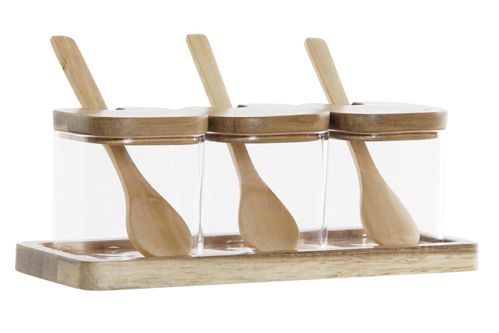 Dekodonia SET TRES AZUCAREROS BAMBÚ CON CUCHARA