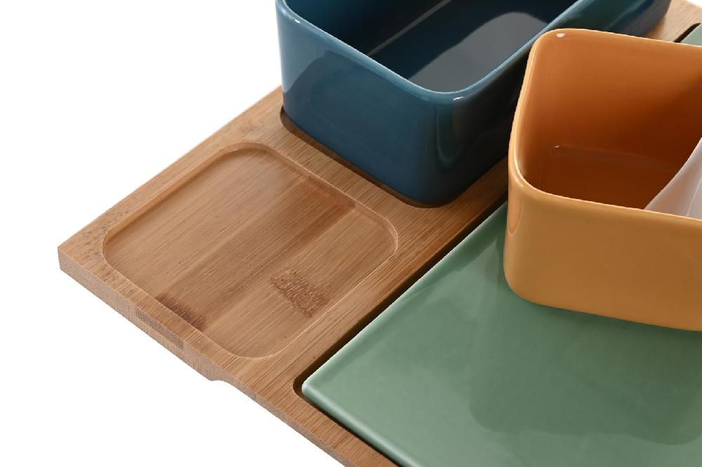 Dekodonia SET APERITIVO PORCELANA Y BAMBÚ PEQUEÑO COMPRAR AHORA