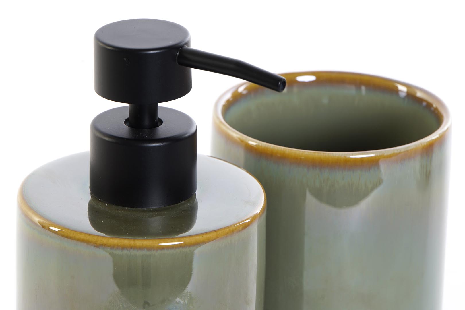 Dekodonia DISPENSADOR JABÓN CON VASO GRES VERDE Venta caliente