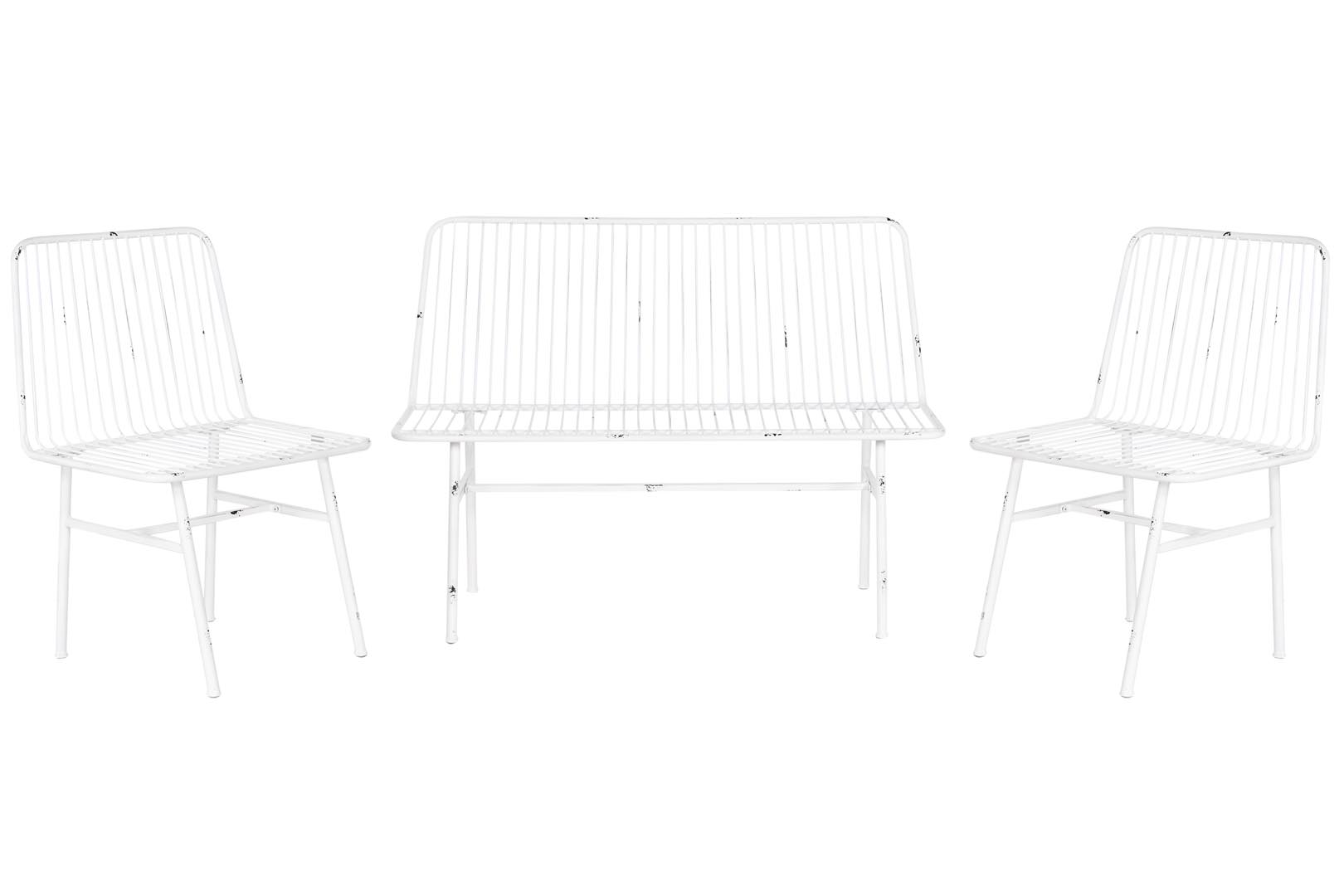 Dekodonia SET SOFÁS Y MESITA BLANCO DESGASTADO Venta caliente