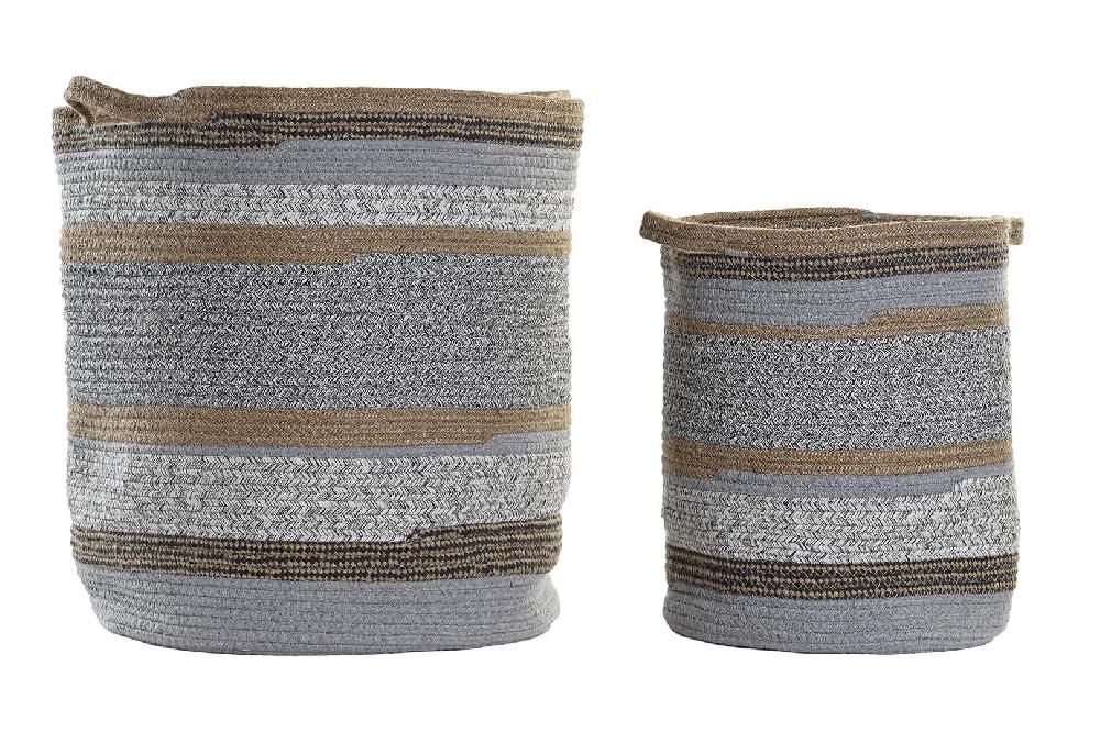 Dekodonia Set dos Cesta Algodón Yute Gris