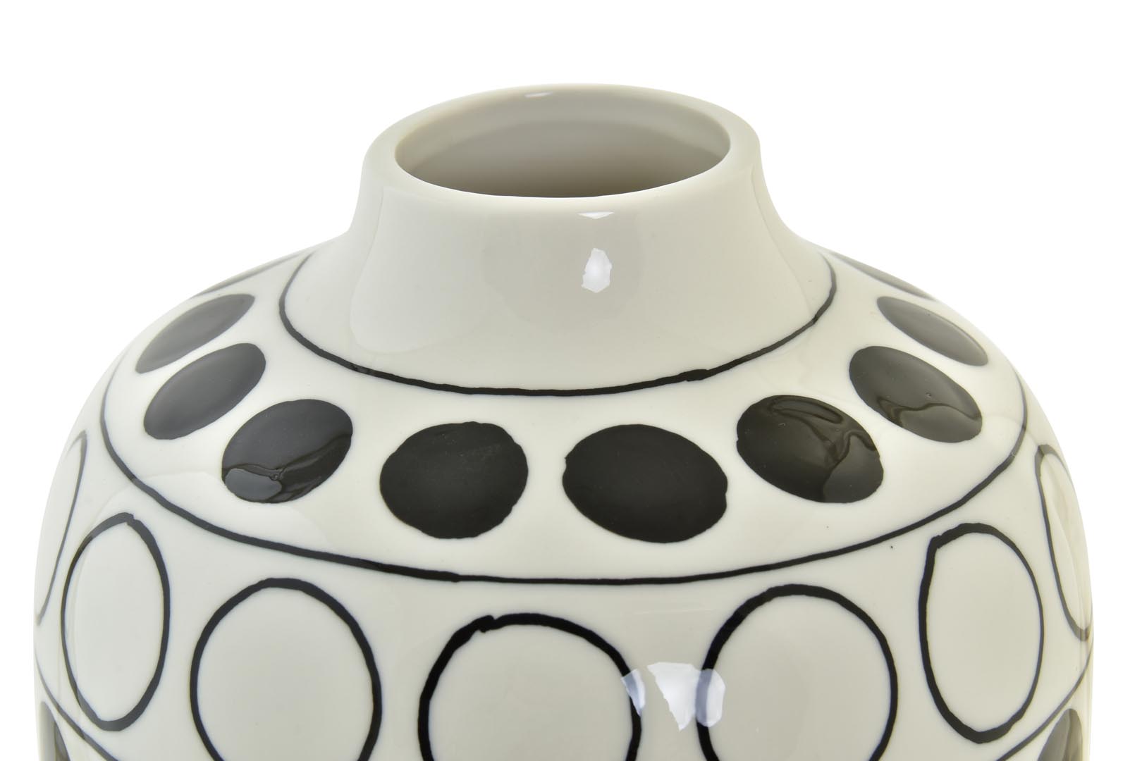 Dekodonia JARRÓN PORCELANA CIRCULOS BLANCO Venta caliente