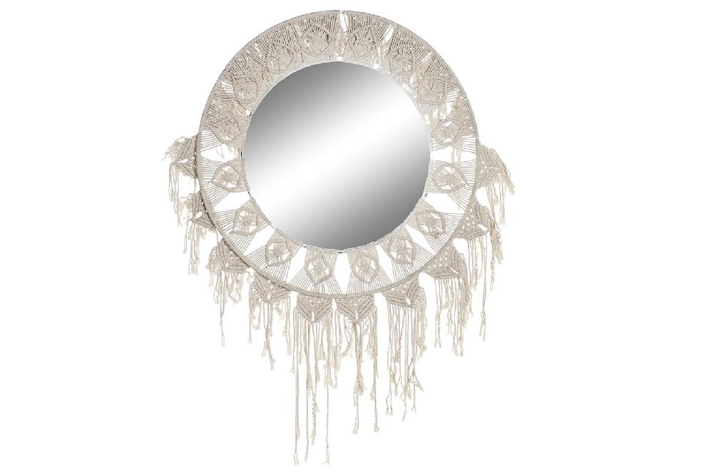 Dekodonia Espejo Algodón Macramé Blanco