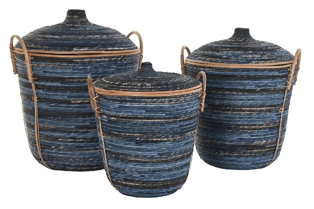 Dekodonia SET TRES RATÁN AZUL MARINO CON TAPA Ofertas especiales