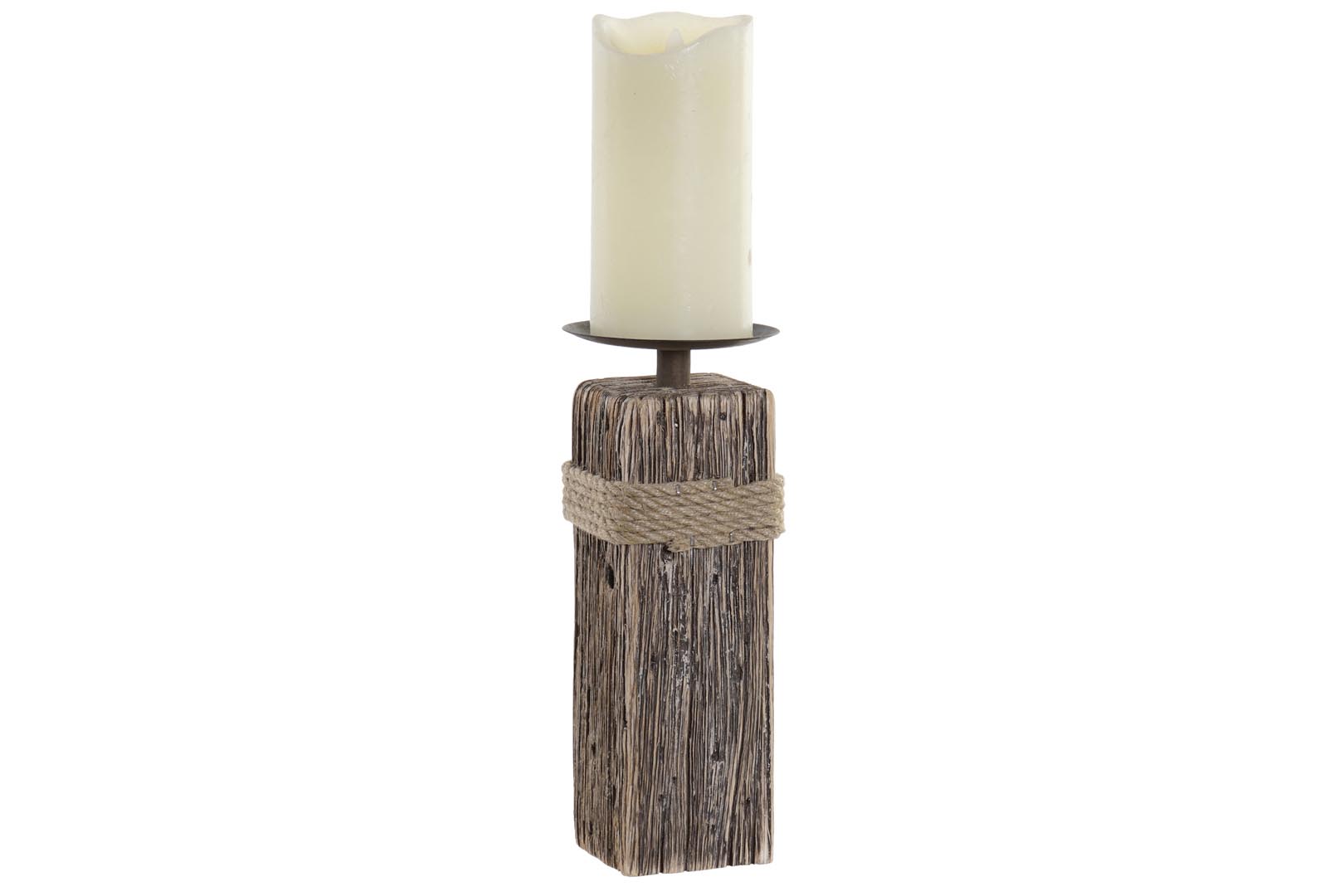 Dekodonia PORTAVELA PAULOWNIA METAL 10X10X25 ENVEJECIDO Descuento