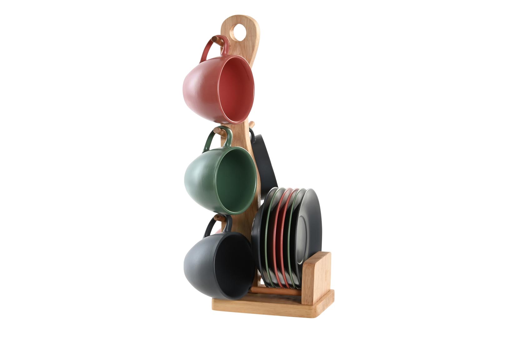 Dekodonia PACK SEIS TAZAS CON PLATO Y COLGADOR VERDE