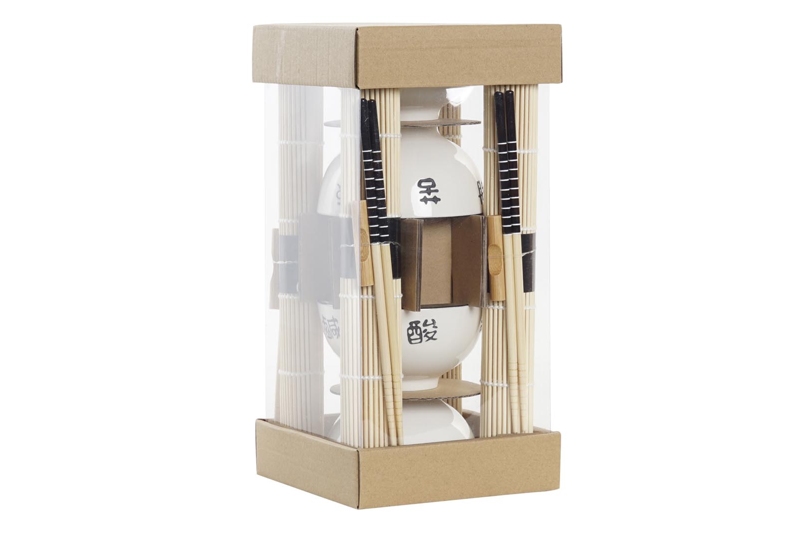 Dekodonia SET SUSHI BAMBÚ Y GRES BLANCO PARA CUATRO