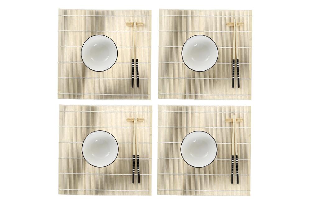 Dekodonia SET SUSHI BAMBÚ Y GRES BLANCO PARA CUATRO Envío internacional gratuito