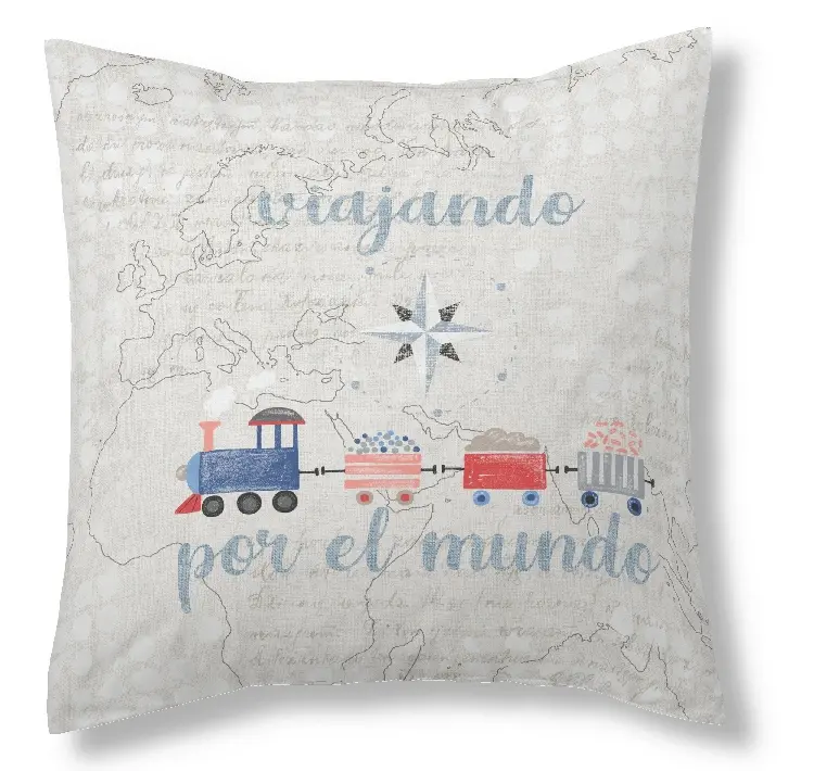 Es tela Funda de cojín estampada Mi mundo