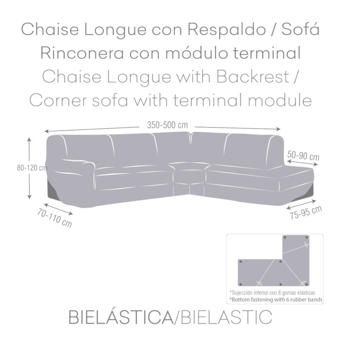 Eysa FUNDA SOFÁ CHAISE LONGUE CON RESPALDO / RINCONERA CON MÓDULO TERMINAL BIELÁSTICA JAZ Gran oferta