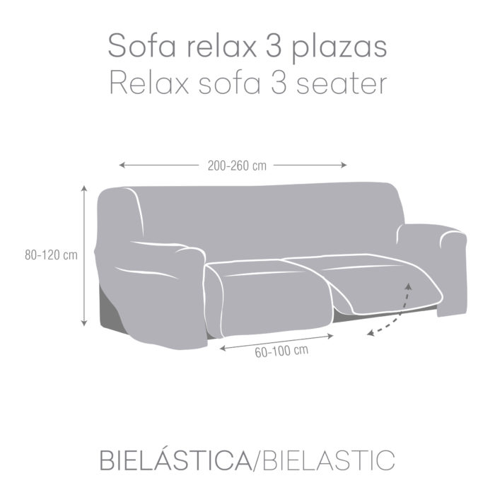Eysa FUNDA SOFÁ RELAX PIES JUNTOS 3X2 BIELÁSTICA ROC Tienda