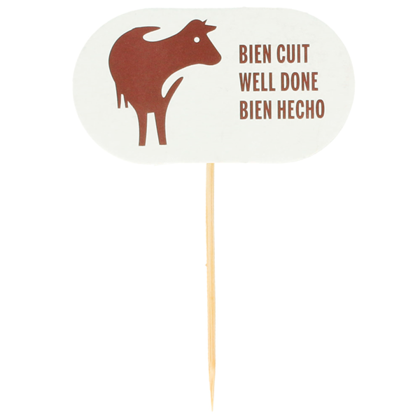Garcia de pou STEAK MARKER "BIEN HECHO" 8 CM BLANCO MADERA (100 UNID.)