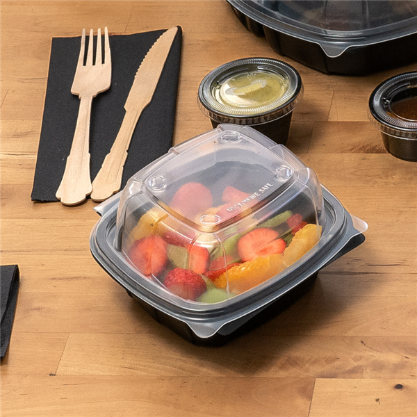 Garcia de pou RECIPIENTES CON TAPA BISAGRA MICROONDABLES 468 ML 15 1x15 7x8 3 CM NEGRO PP (180 UNID.) Ahorra y exporta