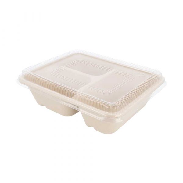 Garcia de pou BANDEJAS 3 COMPART + TAPA PET 'BIONIC' 950 ML 22x18x5 5+1 3 CM NATURAL BAGAZO (100 UNID.)