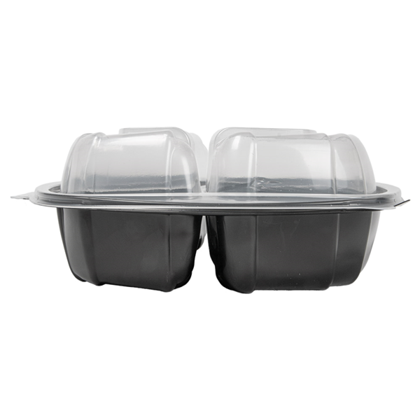 Garcia de pou RECIPIENTES CON TAPA BISAGRA 3 COMPARTIMENTOS MICROONDABLES 1130 ML 22 9x23 3x8 2 CM NEGRO PP (100 UNID.) Precio ultrabajo