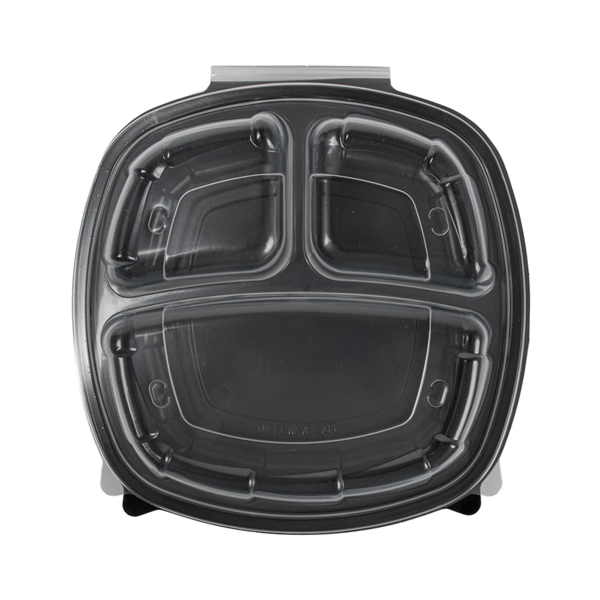 Garcia de pou RECIPIENTES CON TAPA BISAGRA 3 COMPARTIMENTOS MICROONDABLES 1130 ML 22 9x23 3x8 2 CM NEGRO PP (100 UNID.) Precio ultrabajo