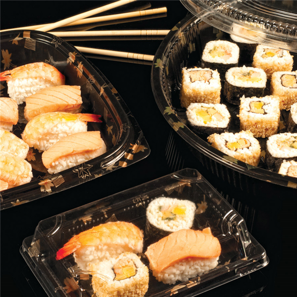 Garcia de pou 120 U. RECIPIENTES + TAPAS PARA SUSHI 27x27x4 5 CM NEGRO PS (120 UNID.) Oferta exclusiva