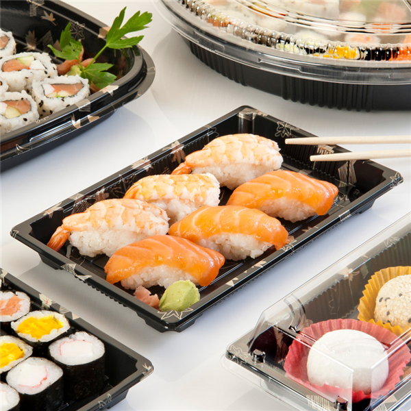 Garcia de pou 120 U. RECIPIENTES + TAPAS PARA SUSHI 27x27x4 5 CM NEGRO PS (120 UNID.) Oferta exclusiva