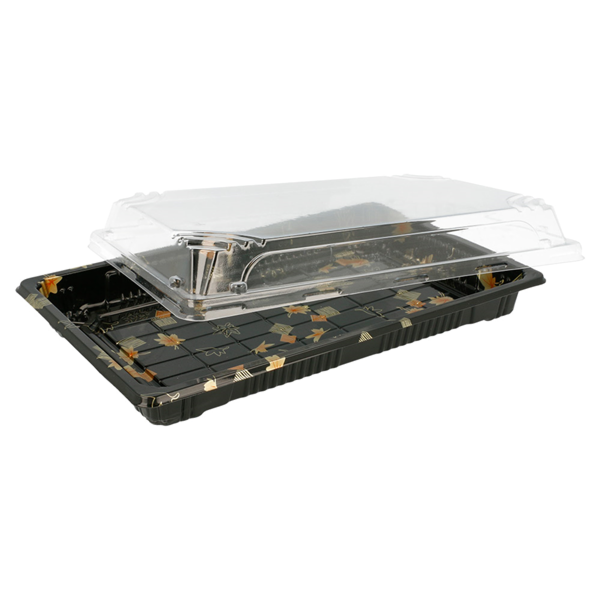 Garcia de pou RECIPIENTES + TAPAS PARA "SUSHI" 24x15x4 CM NEGRO PS (300 UNID.) Precio ultrabajo