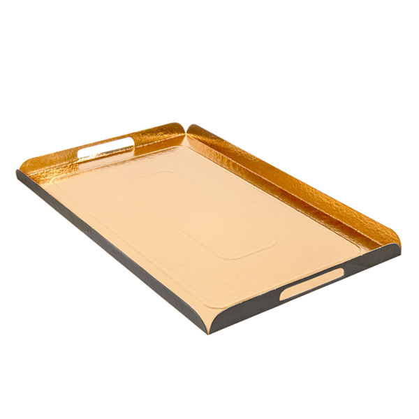 Garcia de pou BANDEJAS CON ASAS 750 G/M2 24x38+2 CM ORO/NEGRO CARTÓN (100 UNID.)