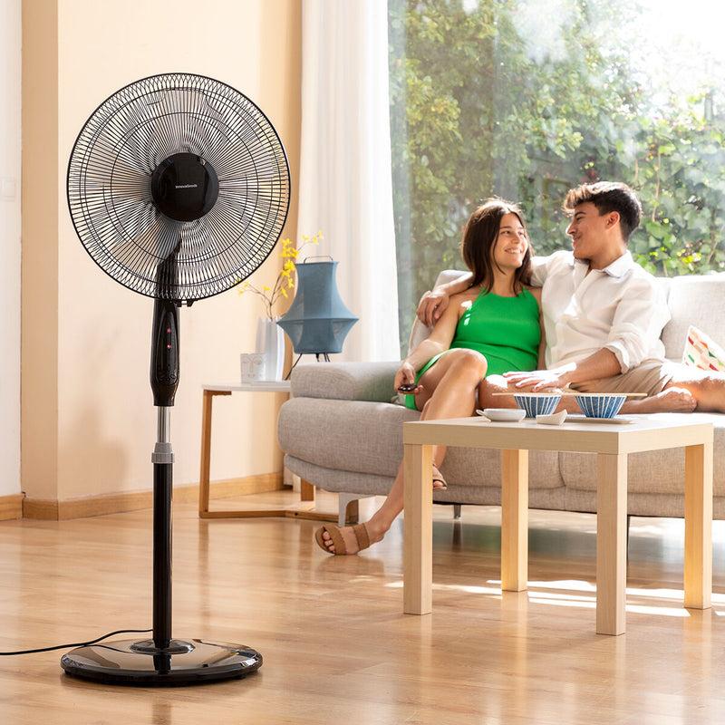 innovagoods Ventilador de Pie con Mando a Distancia InnovaGoods Airstreem Negro 45 W