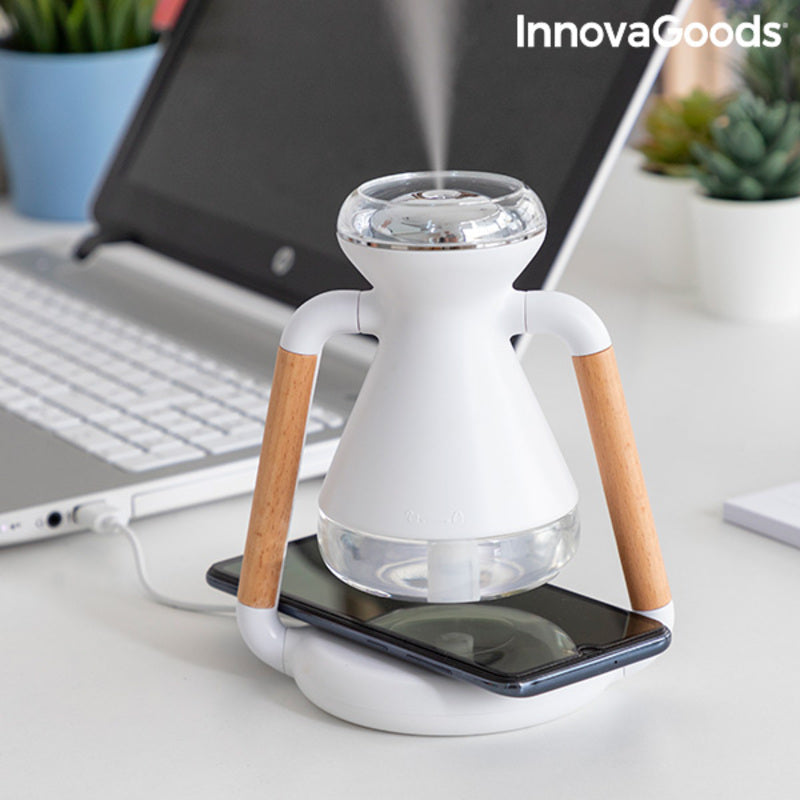 innovagoods Humidificador Difusor de Aromas y Cargador Inalámbrico 3 en 1 Misvolt InnovaGoods En oferta