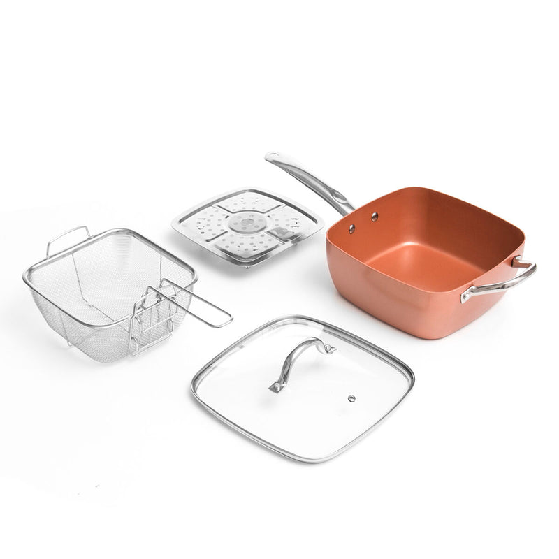 innovagoods Set de Sartén Multifunción 5 en 1 Copper Coppans InnovaGoods 4 Piezas Precio de fábrica