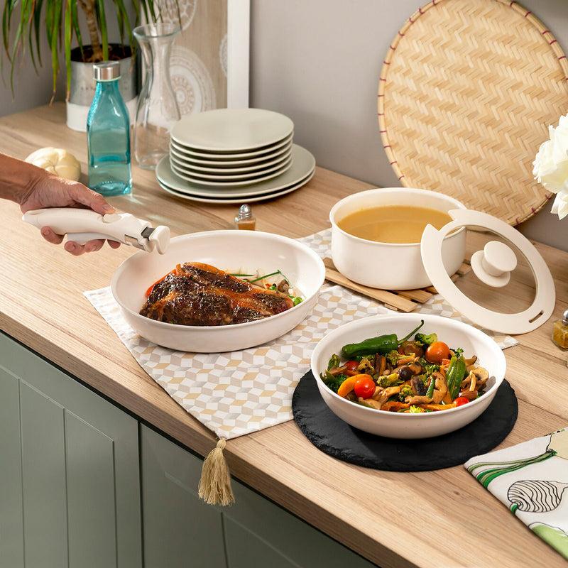 innovagoods Set de Sartenes con Mango Extraíble y Tapa Passet InnovaGoods 5 Piezas