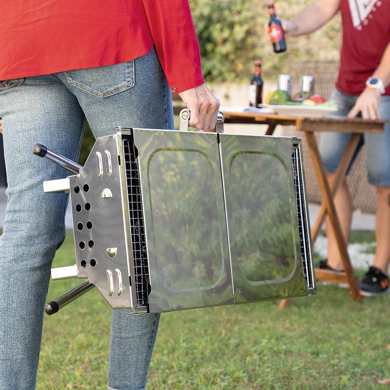 innovagoods Barbacoa Plegable de Acero Inoxidable para Carbón ExelQ InnovaGoods Rebajas de fábrica