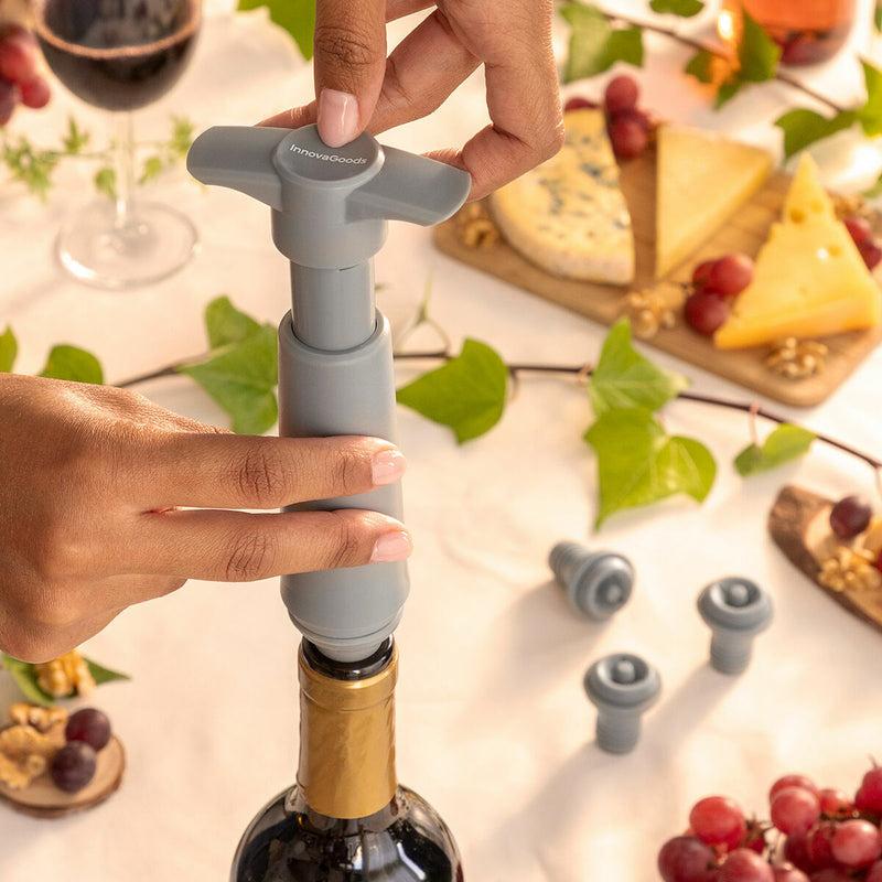 innovagoods Bomba de Vacío y Tapones para Vino Winuum InnovaGoods (4 tapones) Tienda