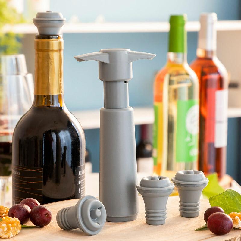 innovagoods Bomba de Vacío y Tapones para Vino Winuum InnovaGoods (4 tapones) Tienda