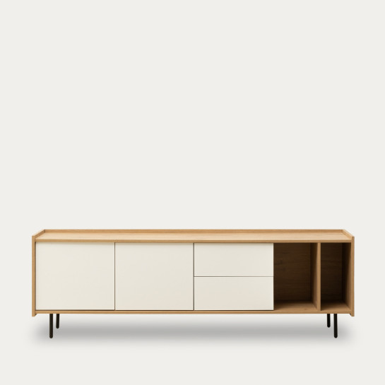 ﻿kenay home Mueble TV 180 blanco y natural ÚLTIMAS EDICIONES