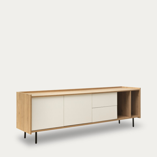 ﻿kenay home Mueble TV 180 blanco y natural ÚLTIMAS EDICIONES