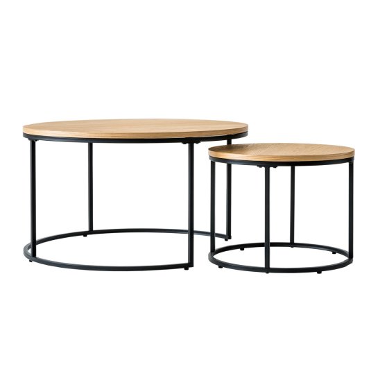 kenay home Set mesas de centro redondas natural y negro Oferta exclusiva