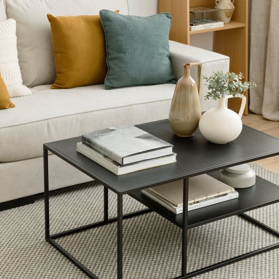 kenay home Mesa de centro rectangular negra 90 Última moda