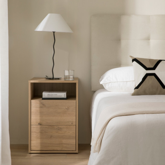 kenay home Mesita de noche natural 2 cajones Envío gratis