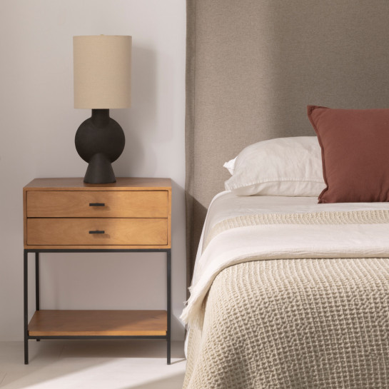 kenay home Mesita de noche natural 2 cajones Ofertas de temporada