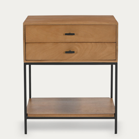 kenay home Mesita de noche natural 2 cajones Ofertas de temporada