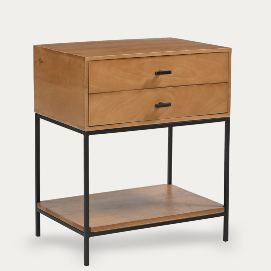 kenay home Mesita de noche natural 2 cajones Ofertas de temporada