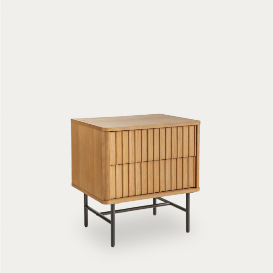 kenay home Mesita de noche roble 2 cajones Precio ultrabajo
