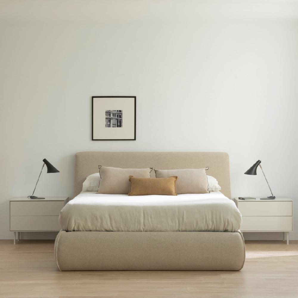 kenay home Cama tapizada beige 150